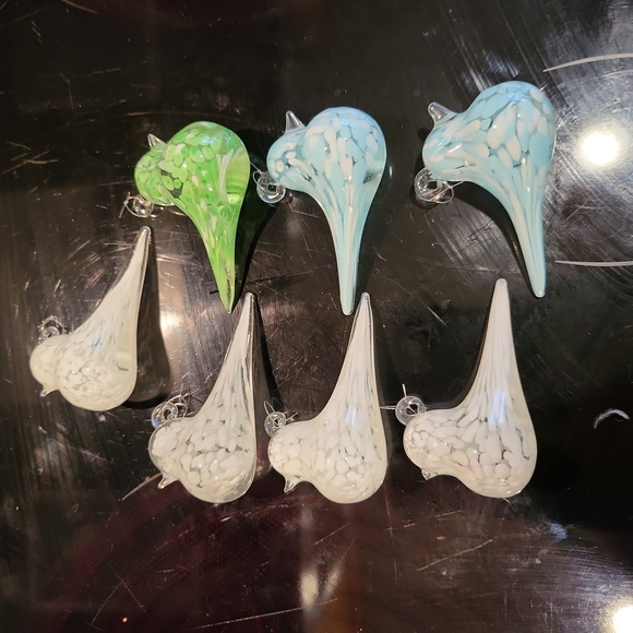 Hand Blown Glass Bird Ornaments Set of 7 Vintage - Picture 2 of 9